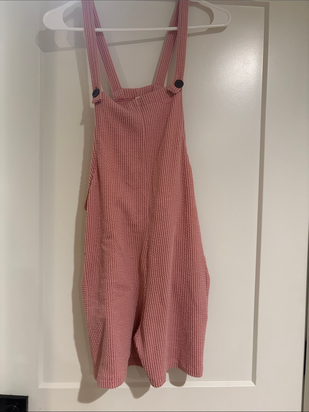 7th Ray Dusty Pink Waffle-Knit Overalls Romper